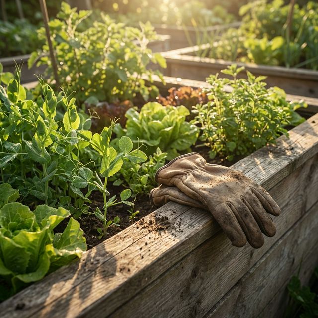 Dansk forårskøkkenhave i sollys