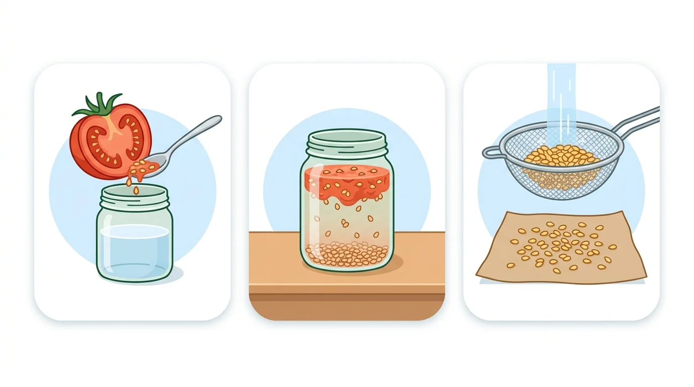 Gæringsmetoden til tomatfrø: Fra udskrabning i glas over gæring til tørring på bagepapir