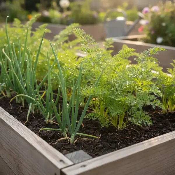 Gode naboplanter i et frodigt højbed