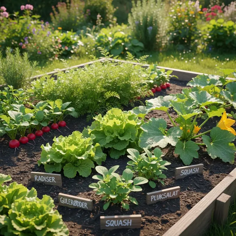 Højbed med nemme begynder-grøntsager