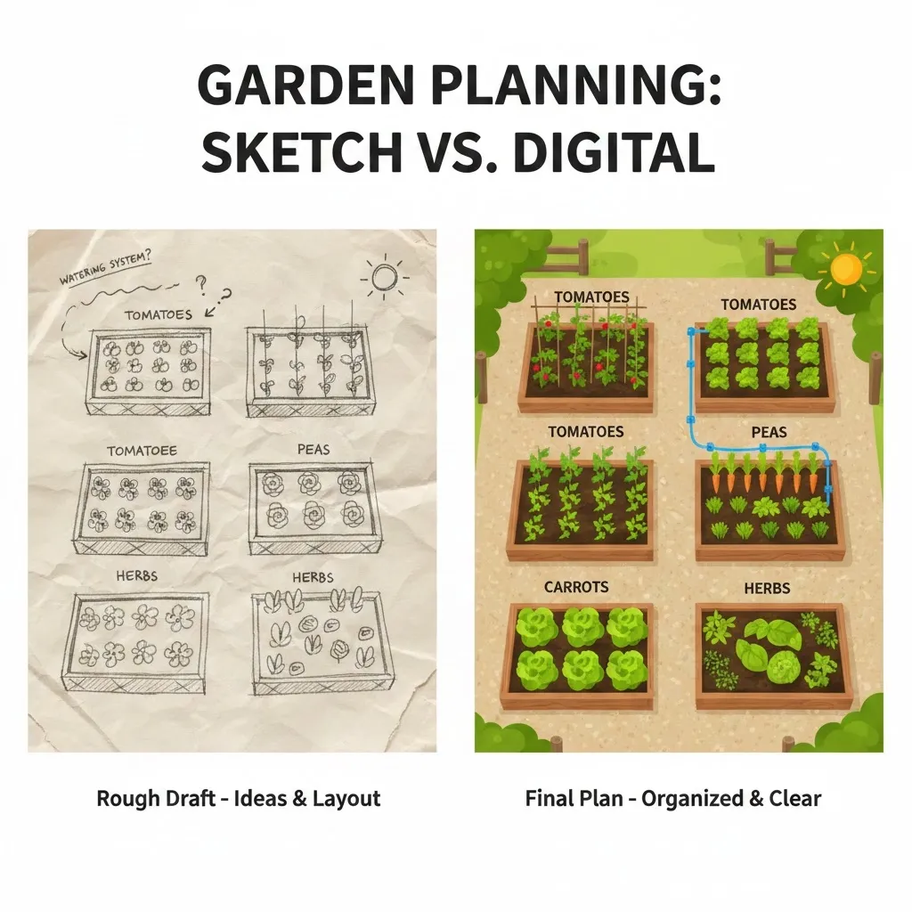 Eksempel på digitalt køkkenhave plan skema i 2D