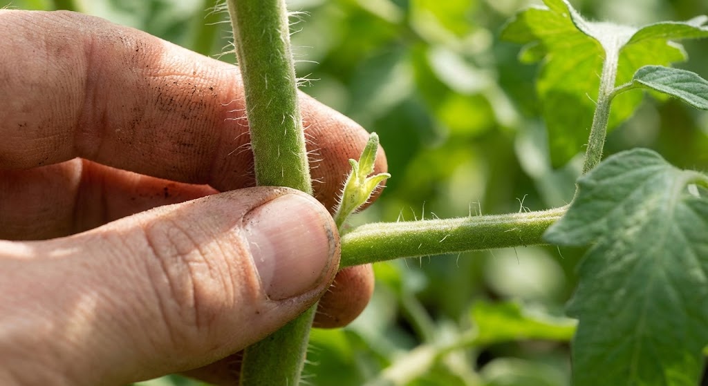 Fjernelse af sideskud på tomatplante